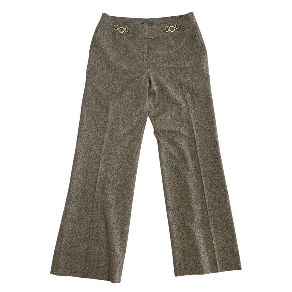 Ann Taylor Pants Women's Lindsay Straight Brown Wool Gold Chains Lined  Sz 6‎